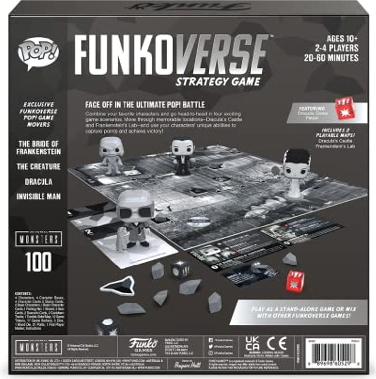 Funkoverse Strategy Game: Universal Monsters 100 parte posterior de la caja