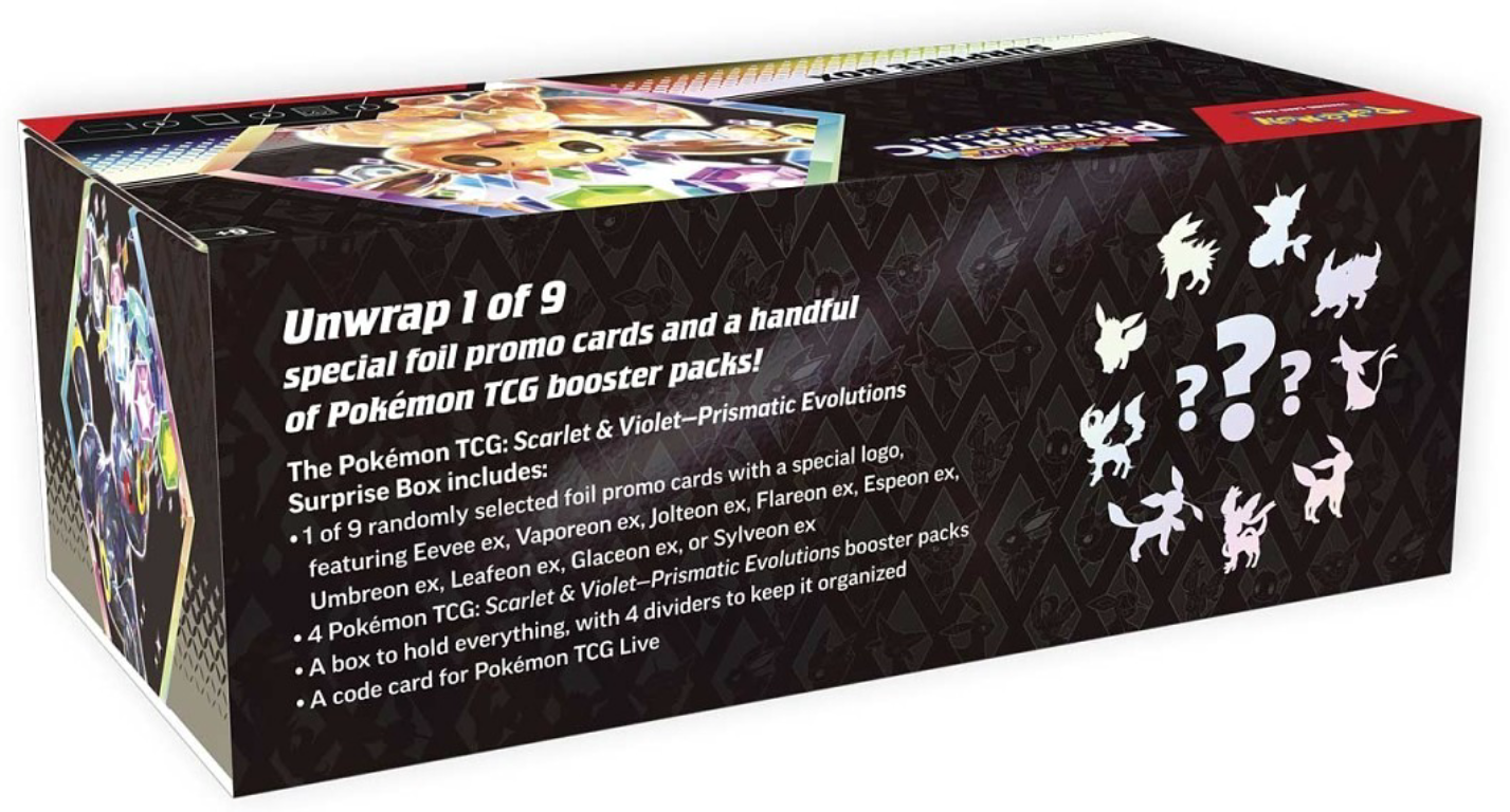 Pokémon TCG: Scarlet & Violet-Prismatic Evolutions Surprise Box torna a scatola