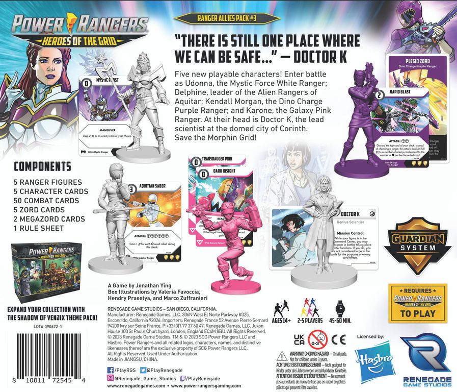 Power Rangers: Heroes of the Grid – Ranger Allies Pack #3 back of the box