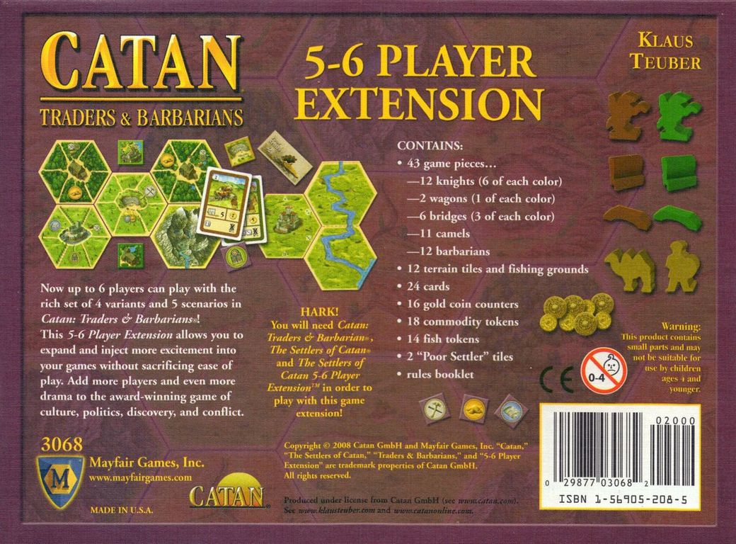 Catan: Traders & Barbarians – 5-6 Player Extension back of the box