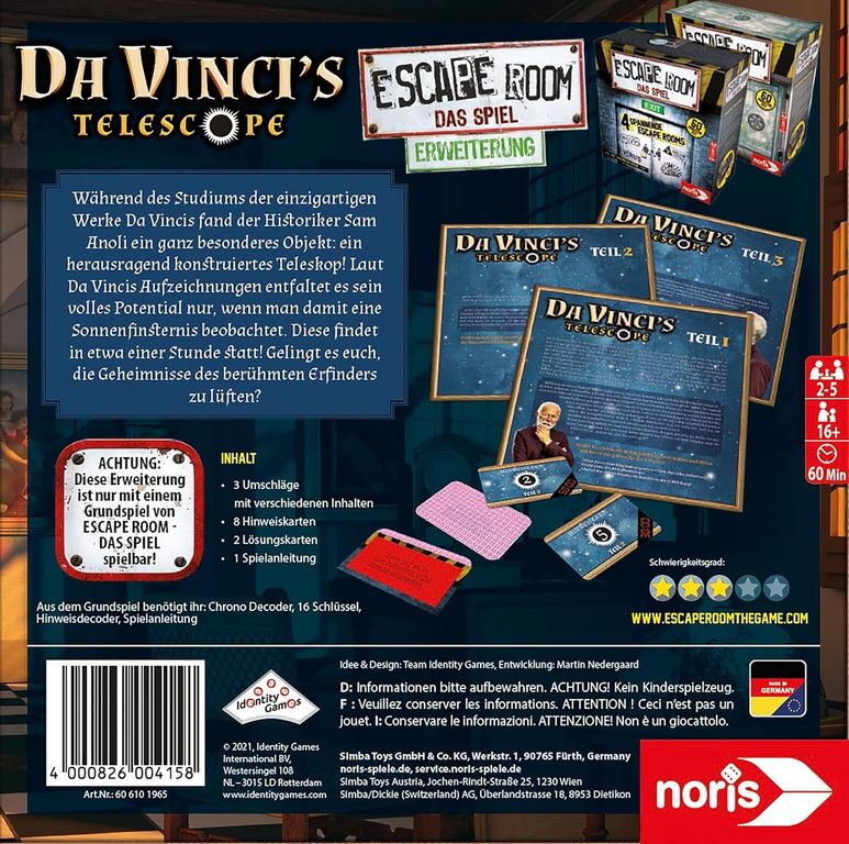 Escape Room: The Game – Da Vinci's Telescope rückseite der box
