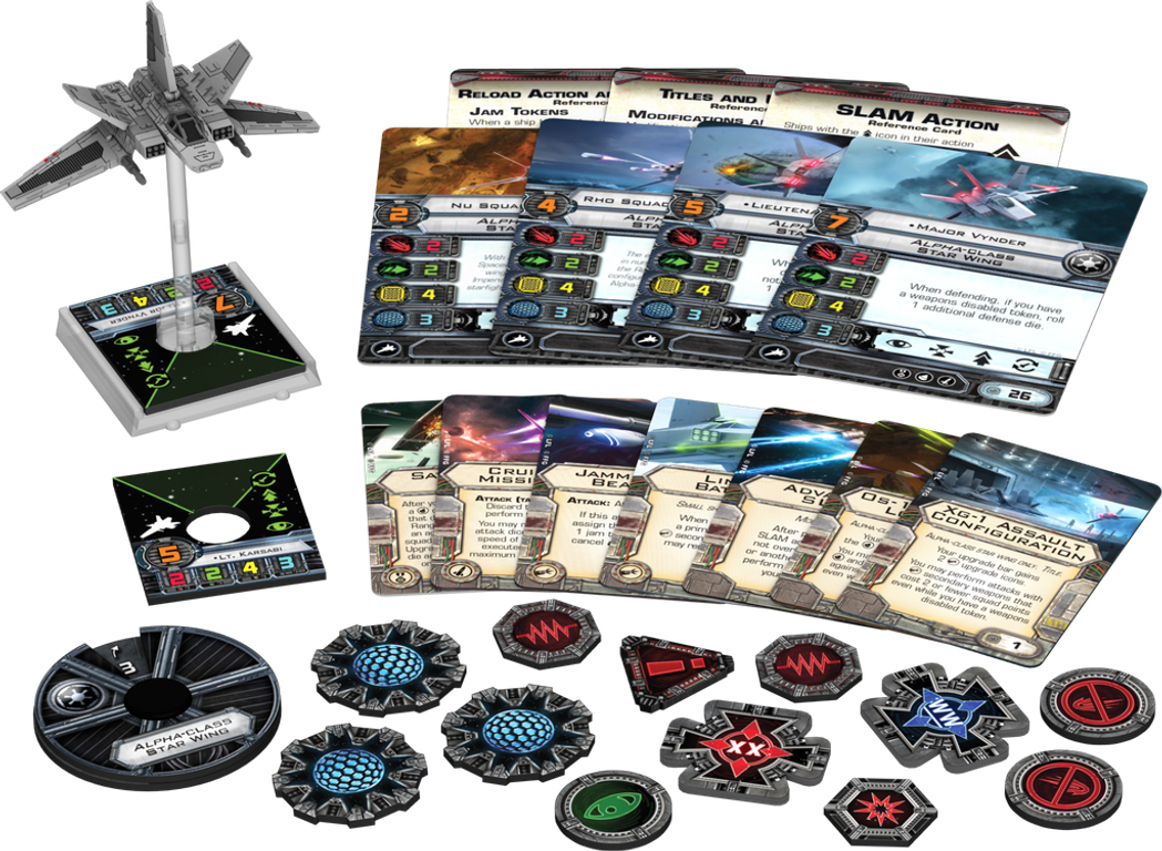 Star Wars: X-Wing Miniatures Game - Alpha-Class Star Wing Expansion Pack components