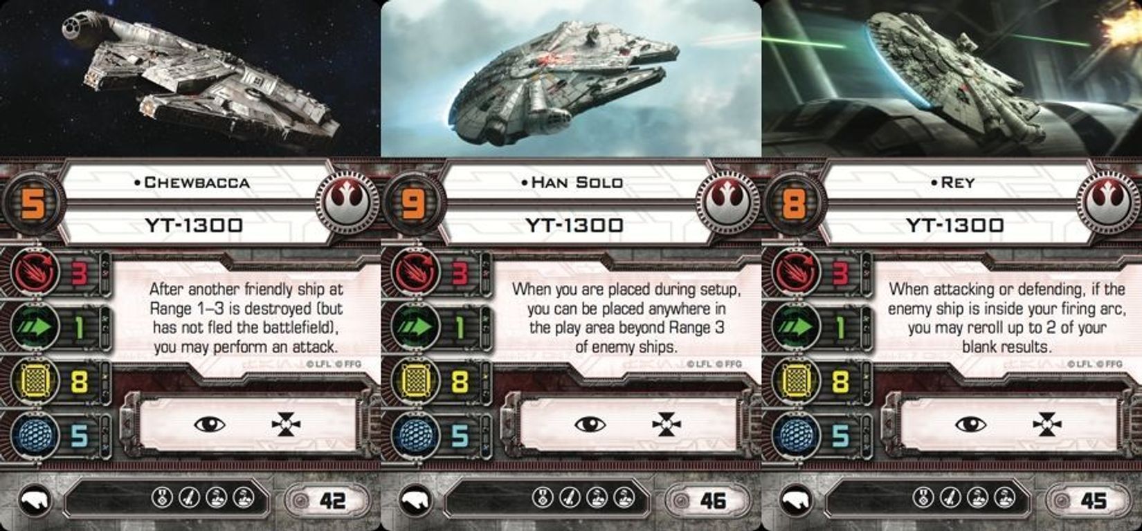 Star Wars: X-Wing Miniaturen-Spiel - Helden des Widerstandes Erweiterung-Pack karten