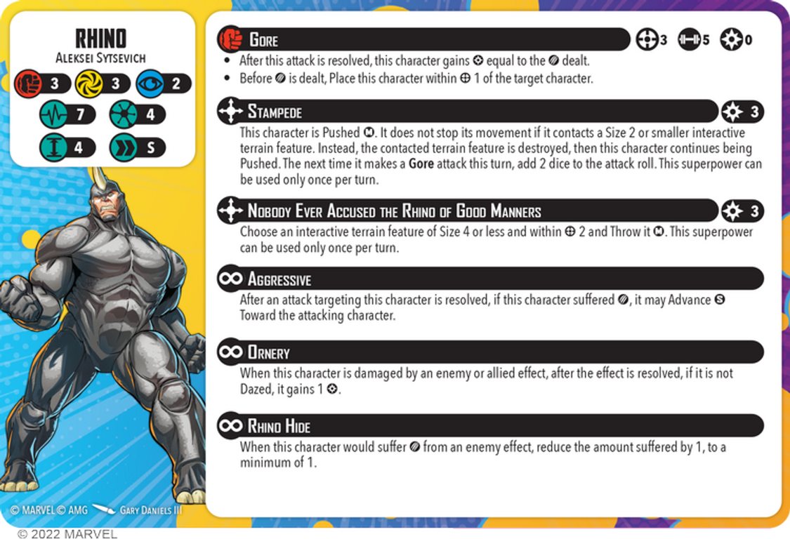 Marvel Crisis Protocol: Rhino carte