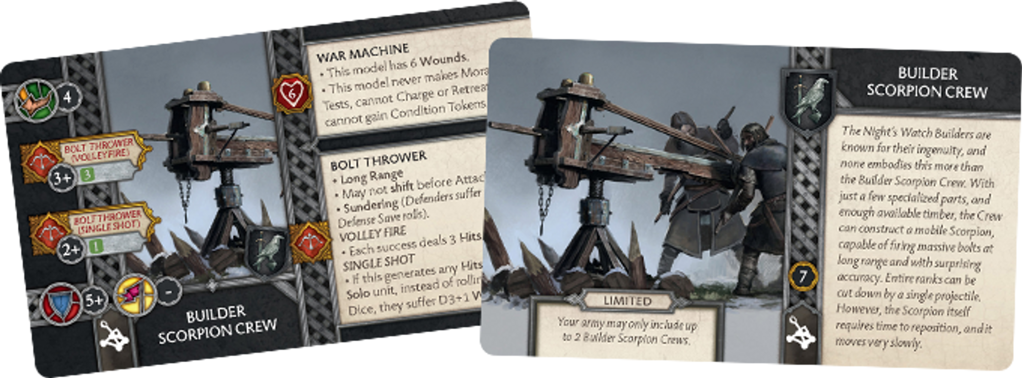 A Song of Ice & Fire: Tabletop Miniatures Game – Builder Scorpion Crew cards