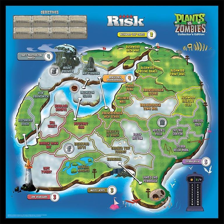 Risk: Plants vs. Zombies game board