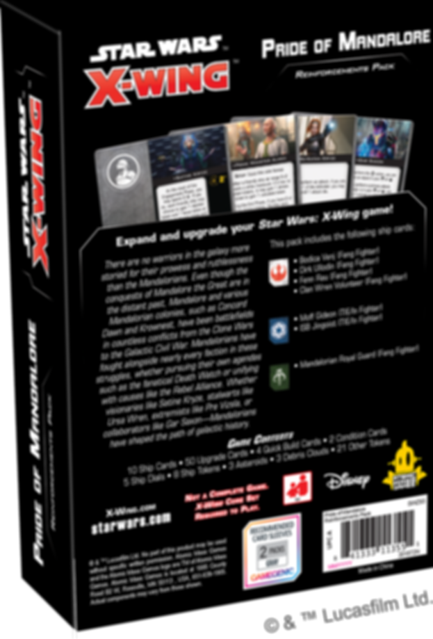 Star Wars: X-Wing (Second Edition) – Pride of Mandalore Reinforcements Pack achterkant van de doos