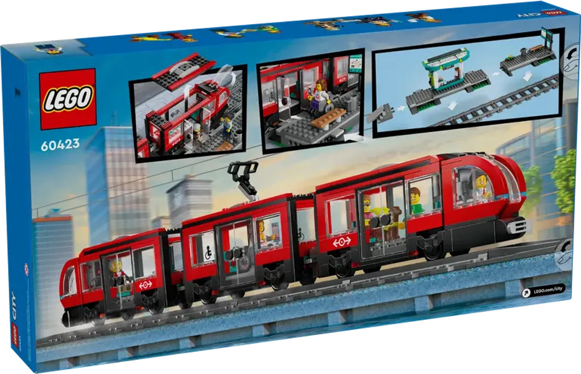 LEGO® City Straßenbahn mit Haltestelle rückseite der box