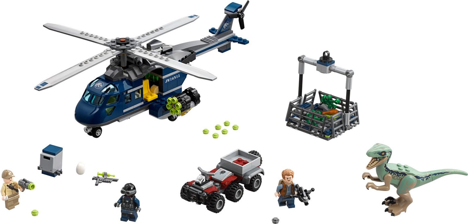 LEGO® Jurassic World Persecución en helicóptero de Blue partes