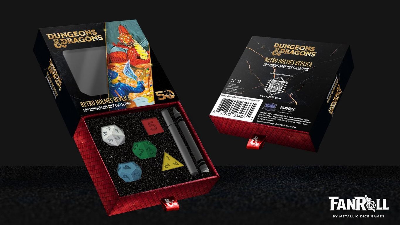 Dungeons & Dragons 50th Anniversary Vintage Dice Set components