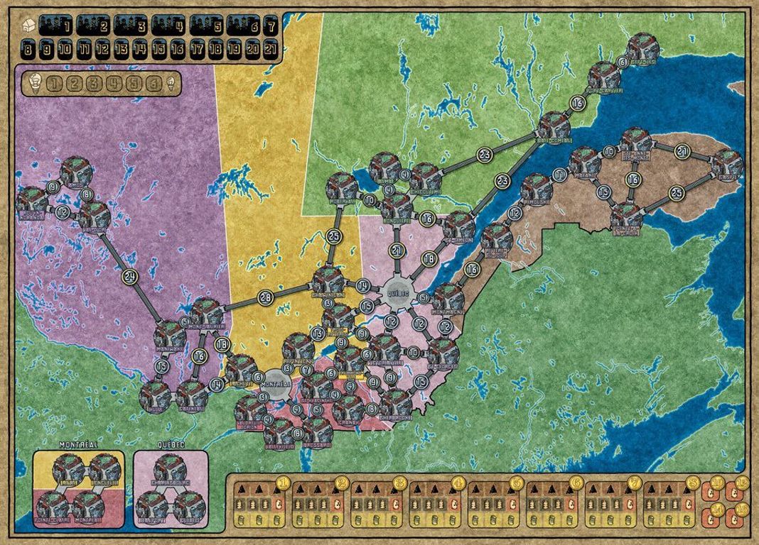 Power Grid: Québec/Baden-Württemberg game board