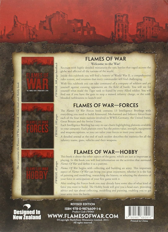 Flames of War: The World War II Miniatures Game back of the box