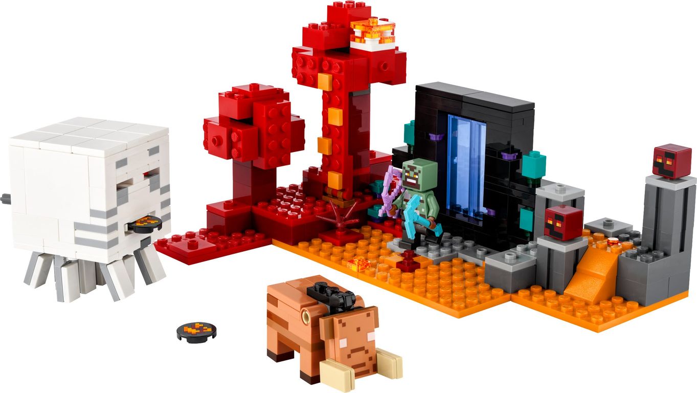 LEGO® Minecraft Hinderlaag bij het Nether-portaal componenten