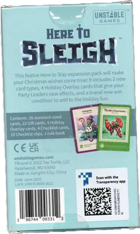 Here to Sleigh: A Here to Slay Expansion Pack back of the box