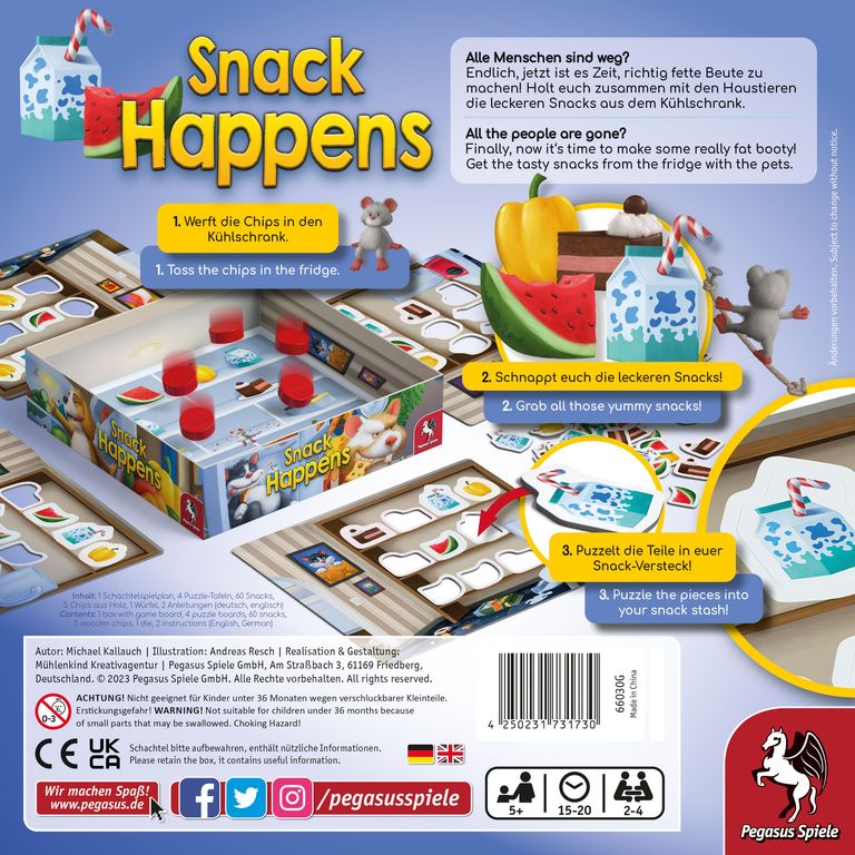 Snack Happens parte posterior de la caja