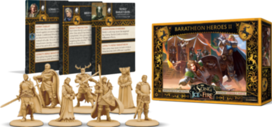 A Song of Ice & Fire: Tabletop Miniatures Game – Baratheon Heroes II components