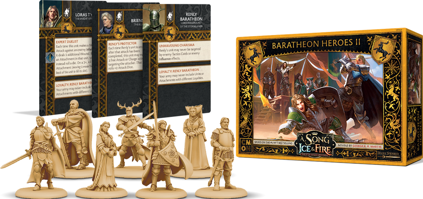 A Song of Ice & Fire: Tabletop Miniatures Game – Baratheon Heroes II componenten