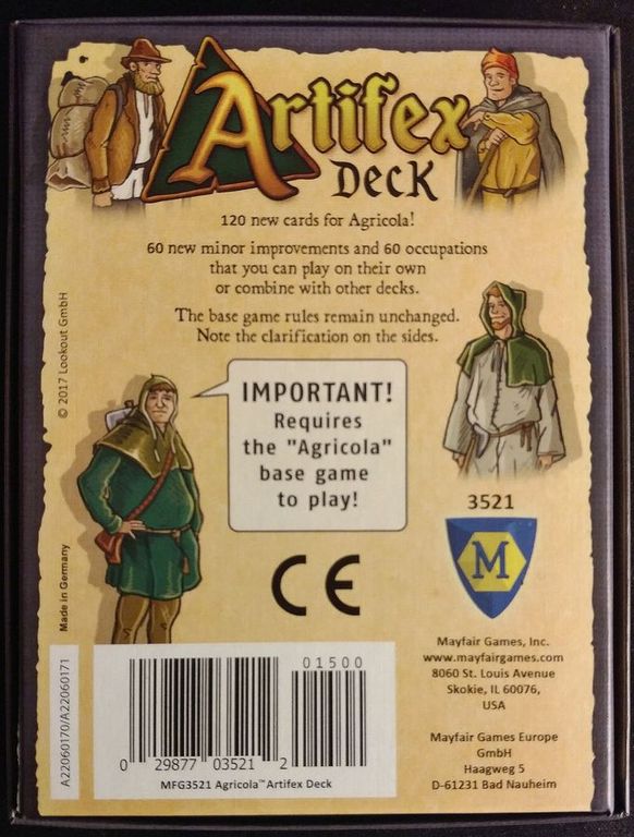 Agricola: Artifex Deck dos de la boîte