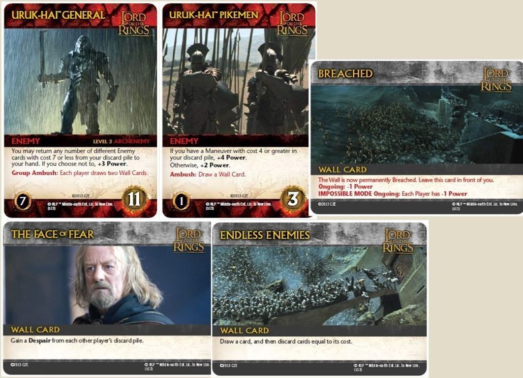 The Lord of the Rings: The Two Towers Deck-Building Game cartes