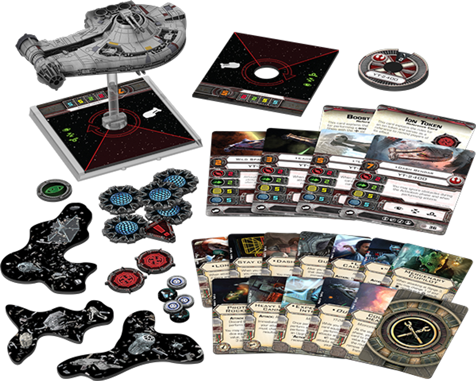 Star Wars: X-Wing (Second Edition) – YT-2400 Light Freighter Expansion Pack komponenten