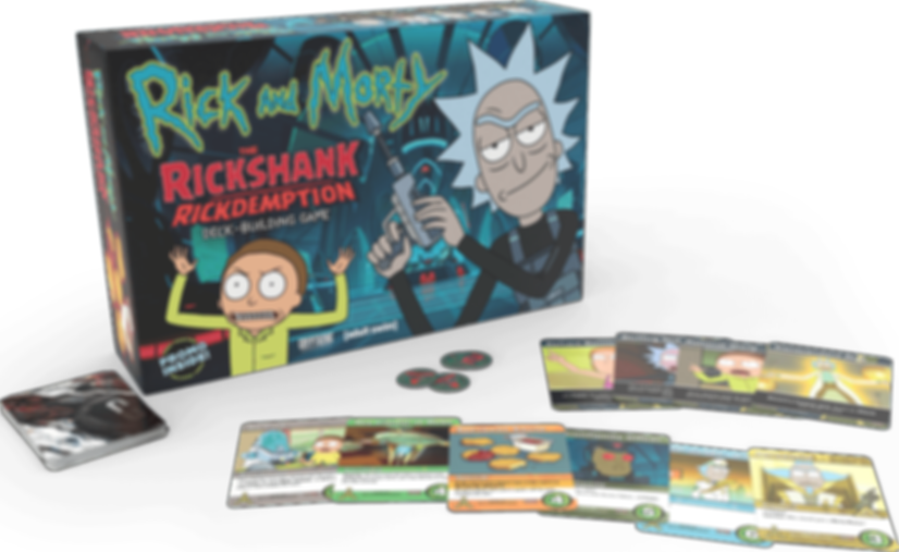Rick and Morty: The Rickshank Rickdemption Deck-Building Game components