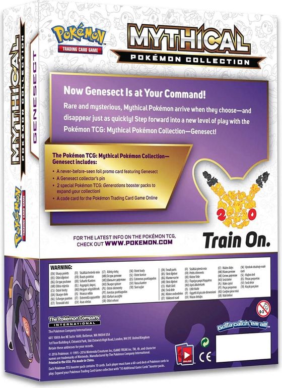 Pokémon Genesect Mythical Cards Collection Box parte posterior de la caja