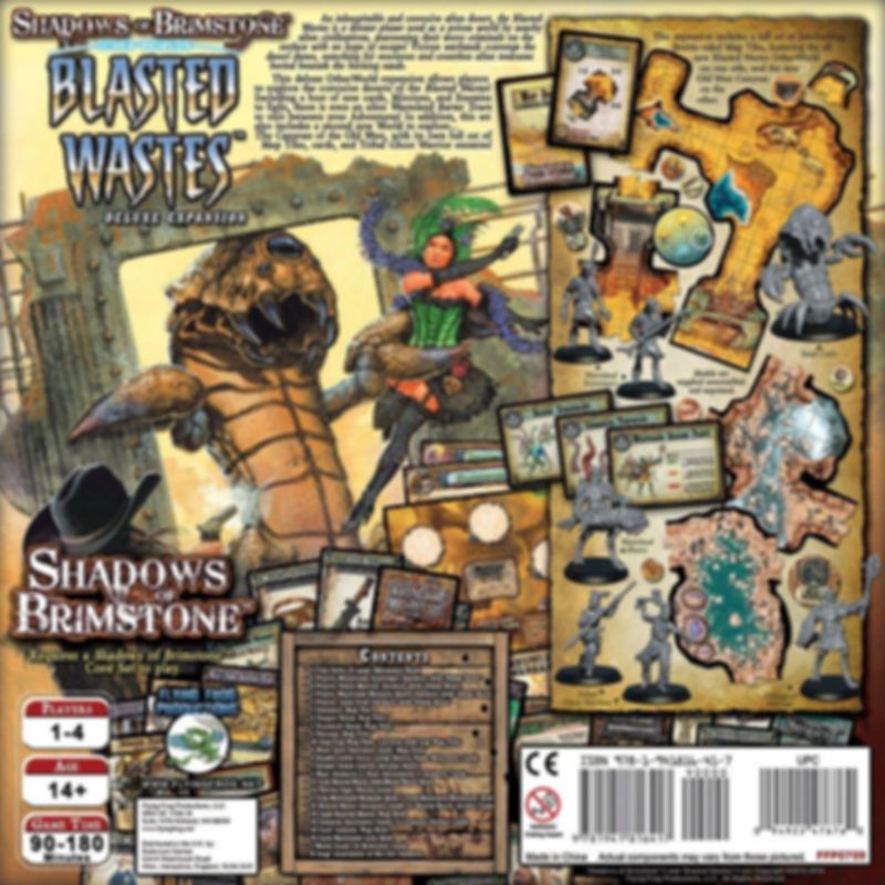 Shadows of Brimstone: Blasted Wastes Otherworld Expansion parte posterior de la caja