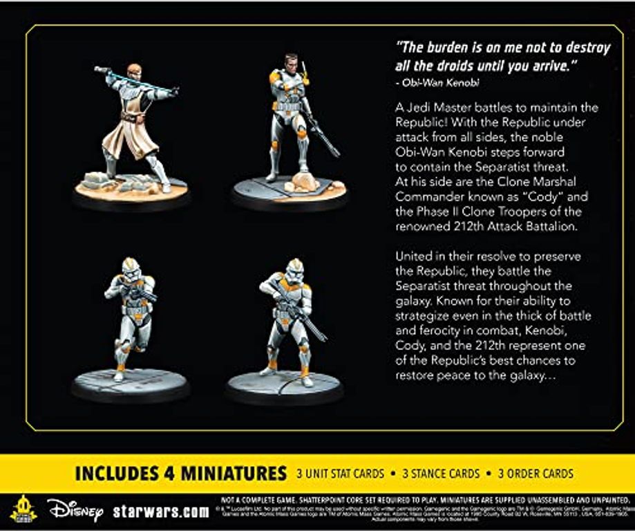 Star Wars: Shatterpoint - General Obi-Wan Kenobi Squad Pack parte posterior de la caja