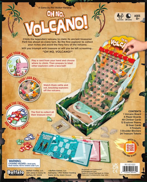 Oh No, Volcano! parte posterior de la caja