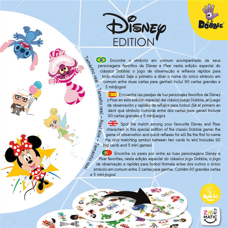 Dobble: Disney Edition parte posterior de la caja