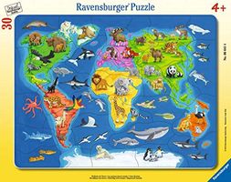 World map with animals