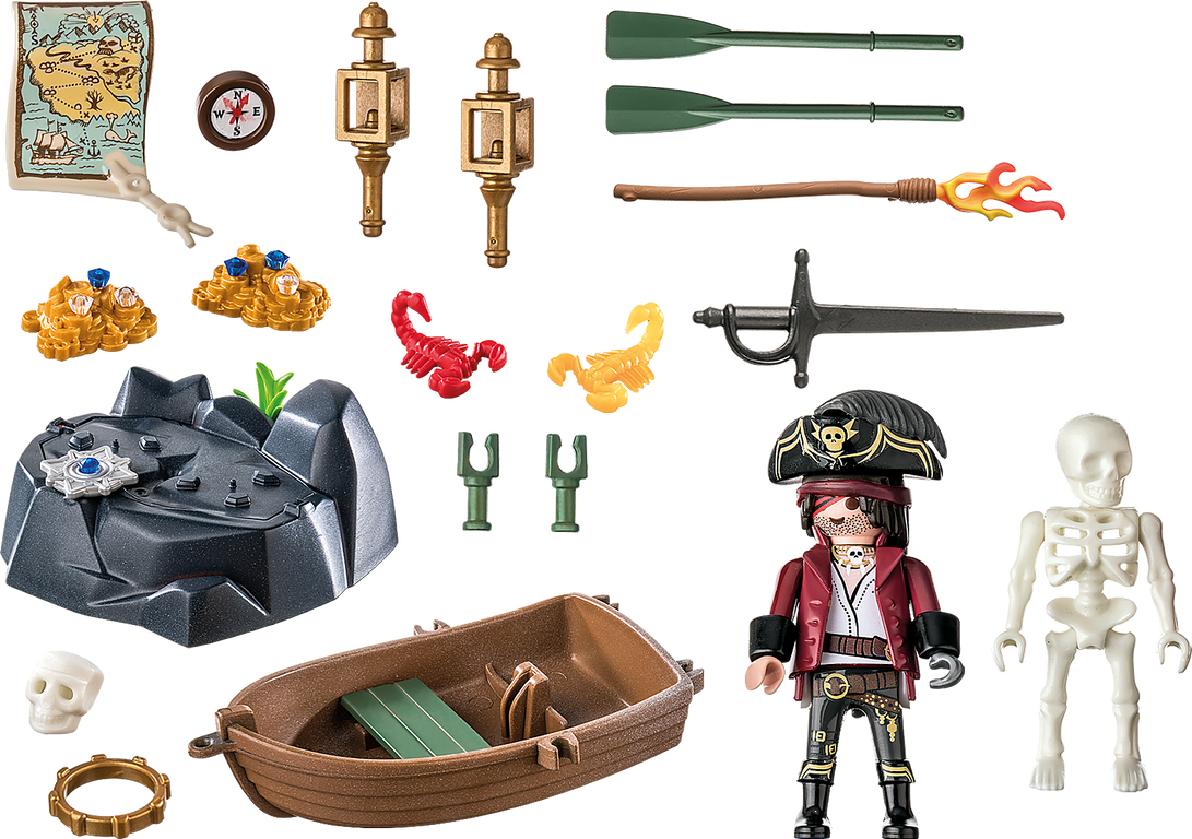 Playmobil® Pirates Starter Pack Pirate with Rowing Boat components