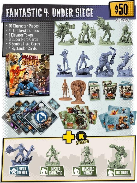 Marvel Zombies: Un Jeu Zombicide - Fantastic 4 : Assiégés composants