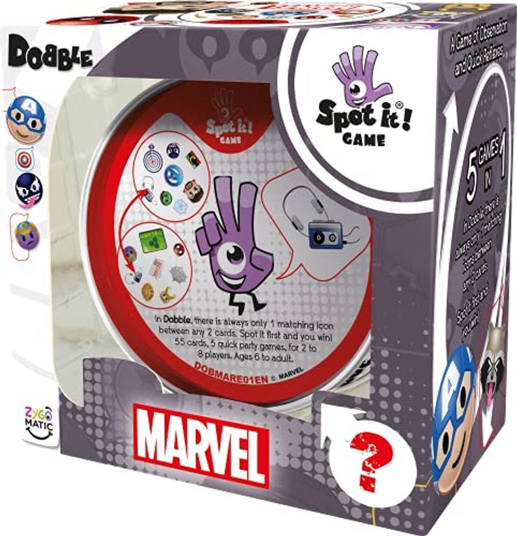 Dobble Marvel Emoji rückseite der box