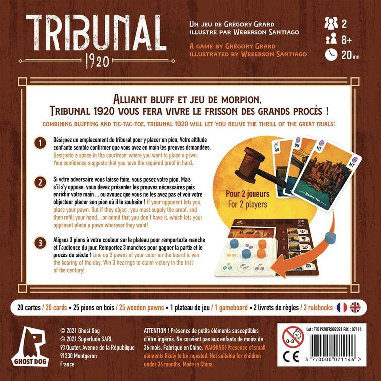 Tribunal 1920 parte posterior de la caja