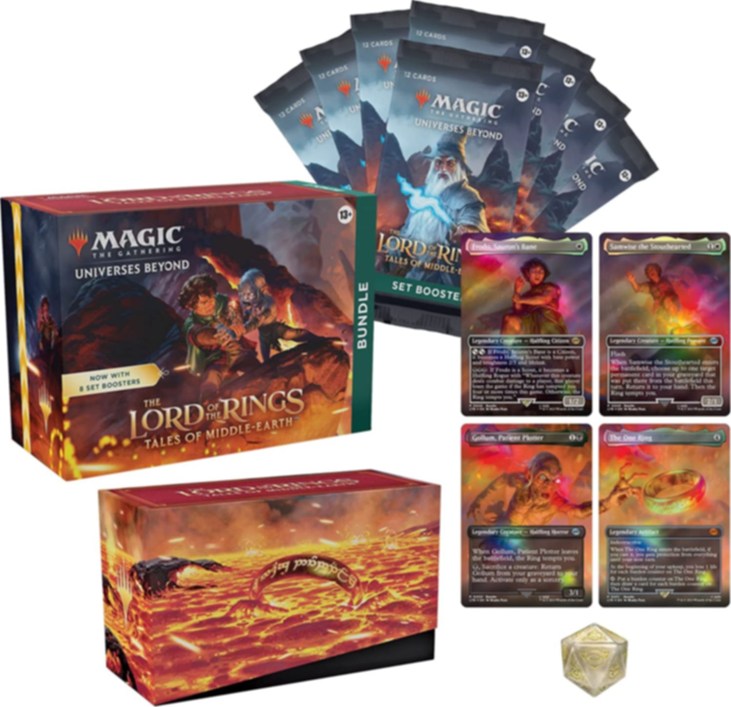 Magic the Gathering: Universes Beyond: The Lord of the Rings: Bundle componenten