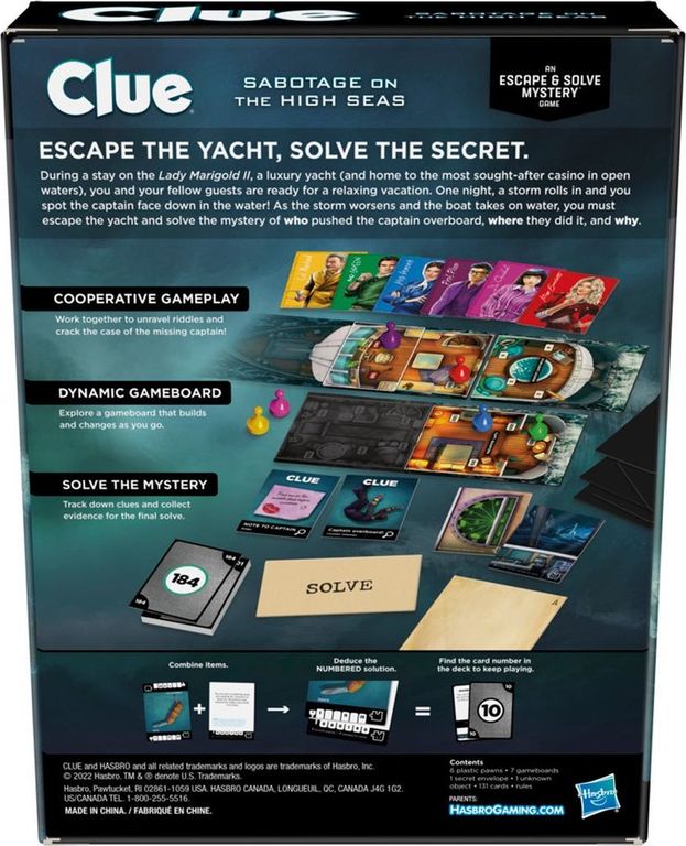 Cluedo: Sabotage on the High Seas parte posterior de la caja