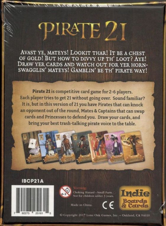 Pirate 21 back of the box