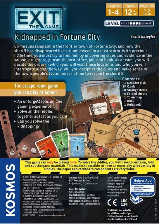 Exit: The Game – Kidnapped in Fortune City back of the box