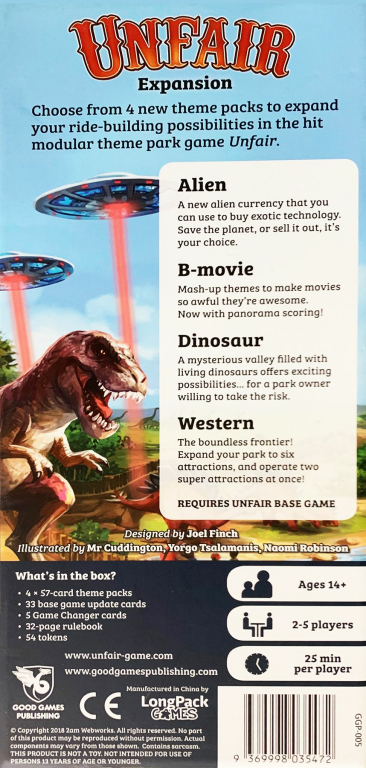 Unfair Expansion: Alien B-movie Dinosaur Western parte posterior de la caja