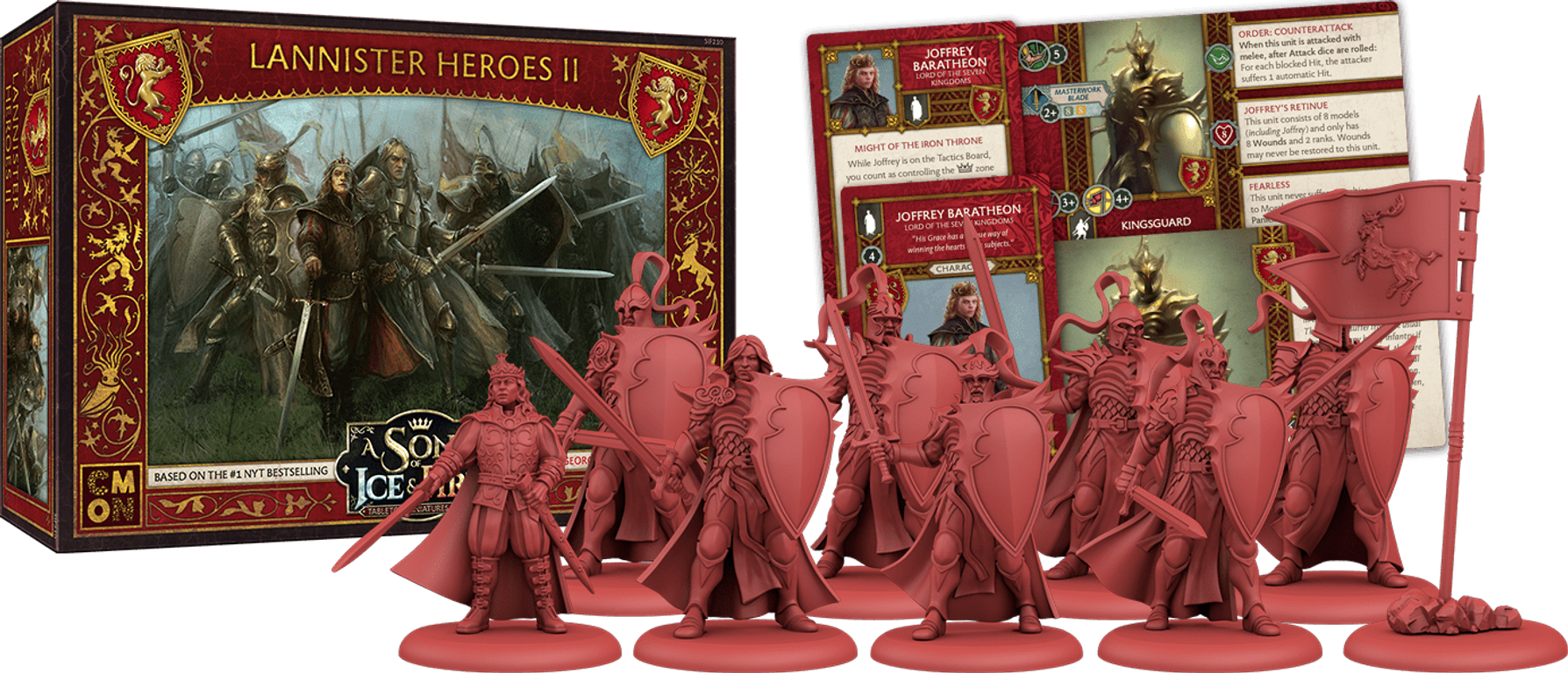 A Song of Ice & Fire: Tabletop Miniatures Game – Lannister Heroes II componenten