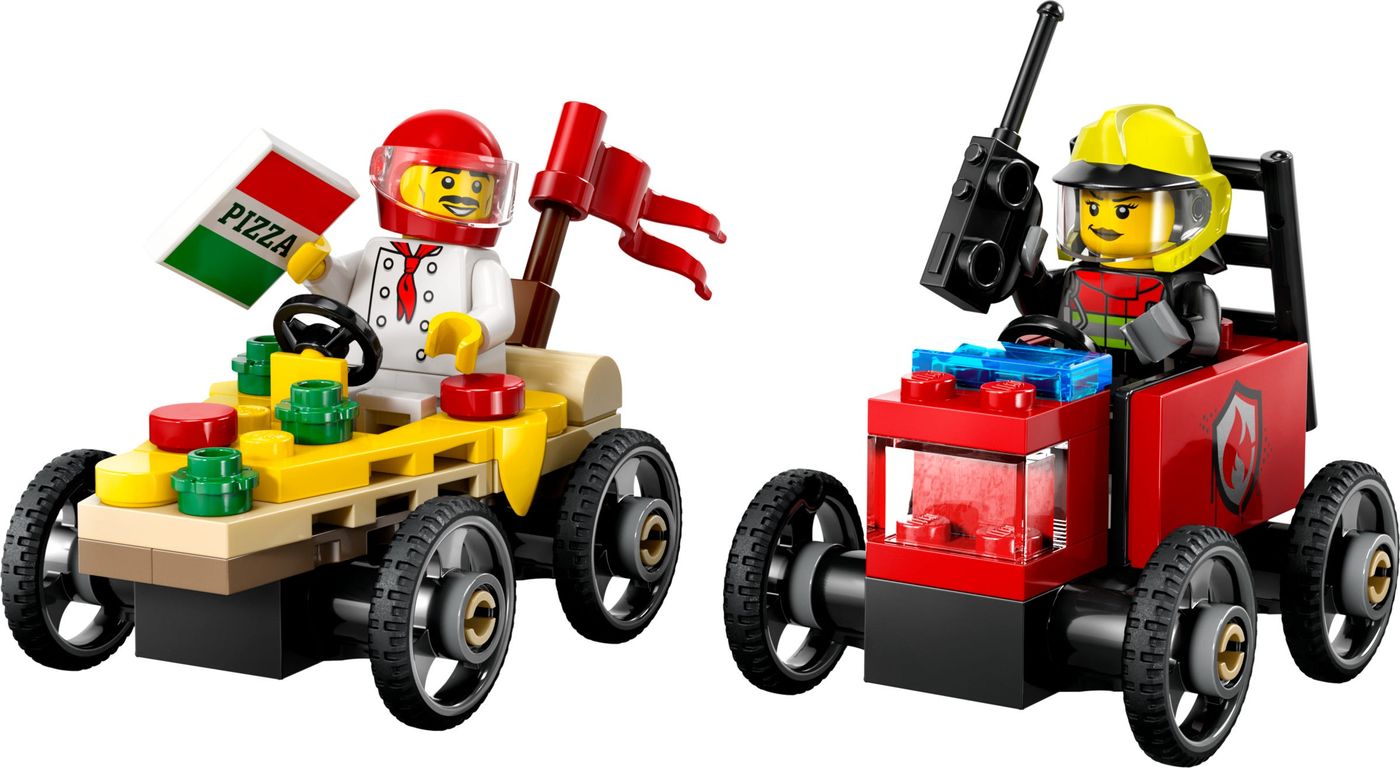 LEGO® City Pack veicoli da corsa: pizzaiolo contro pompiere componenti