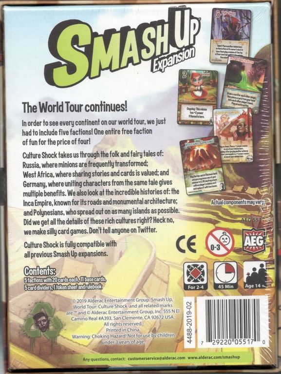 Smash Up: World Tour – Culture Shock parte posterior de la caja