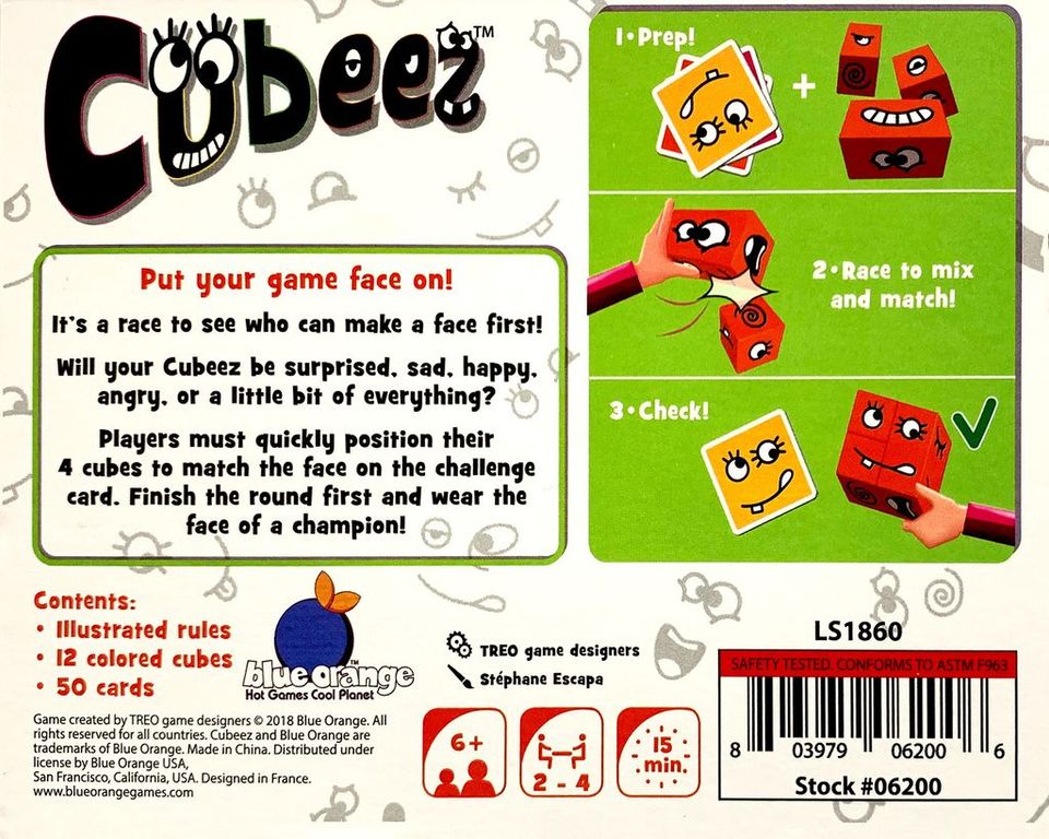 Cubeez back of the box
