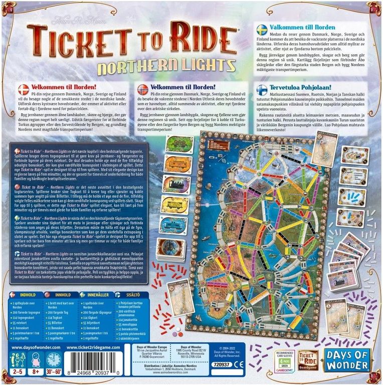 Ticket to Ride: Northern Lights back of the box