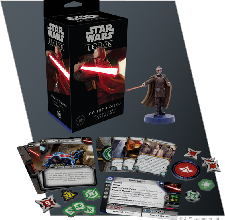 Star Wars: Legion - Count Dooku Commander Expansion componenten