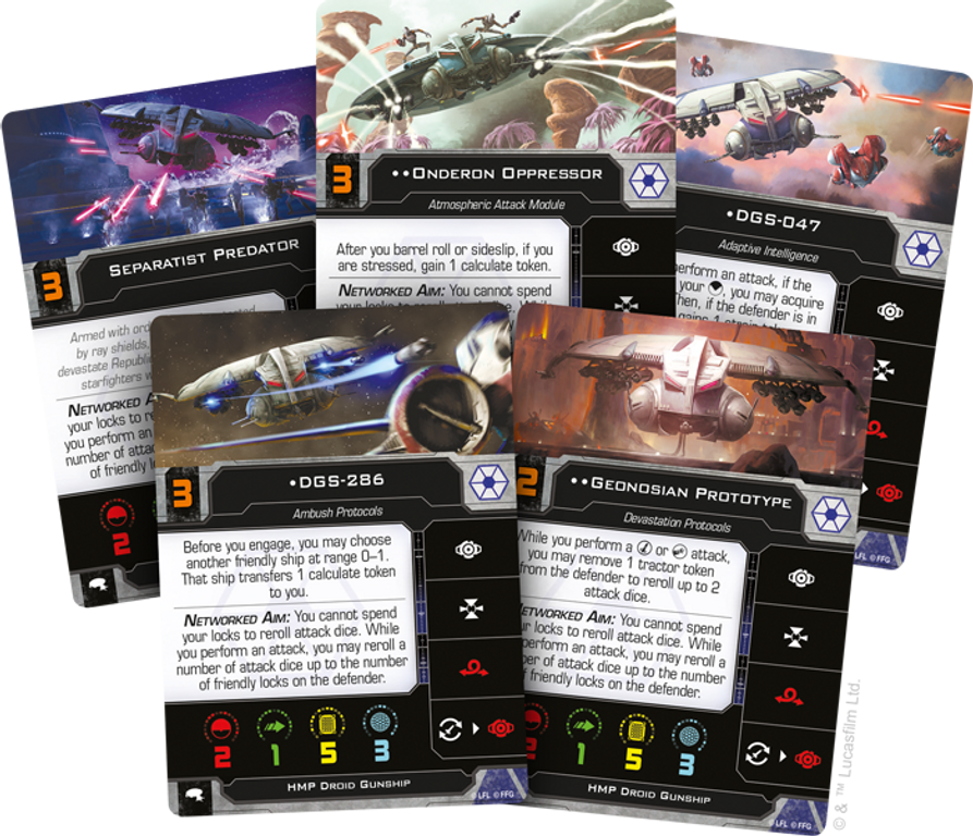 Star Wars: X-Wing (Second Edition) – HMP Droid Gunship Expansion Pack kaarten