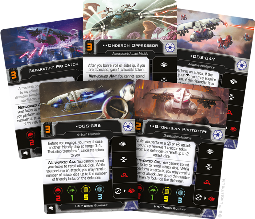 Star Wars: X-Wing (Second Edition) – HMP Droid Gunship Expansion Pack cartes