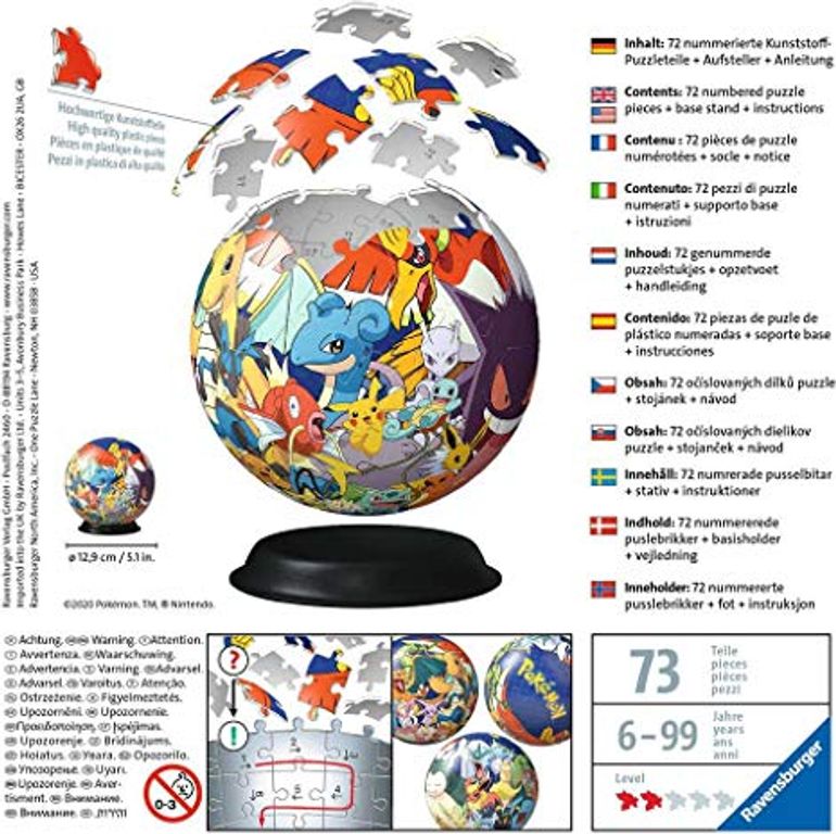 Boule de puzzle globe dos de la boîte